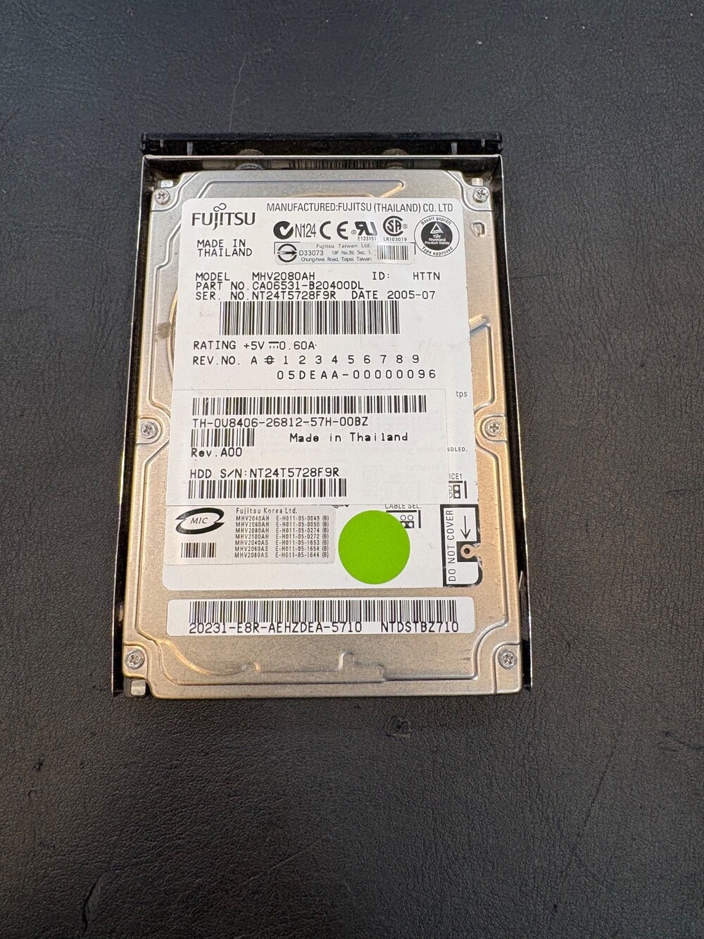 Dell / Fujitsu 80GB Internal 2.5" 5400RPM Hard Drive / MHV2080AH / MG450 / F5248